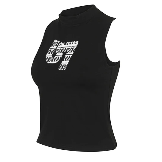 Six-Seven Crop Top hoge hals motief dames